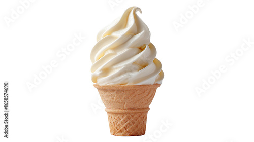 Soft serve ice cream on cone transparent background