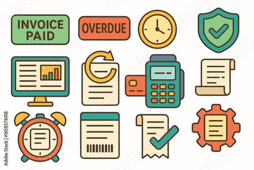 Business finance flat icon set. accounting, payment icons flat collection