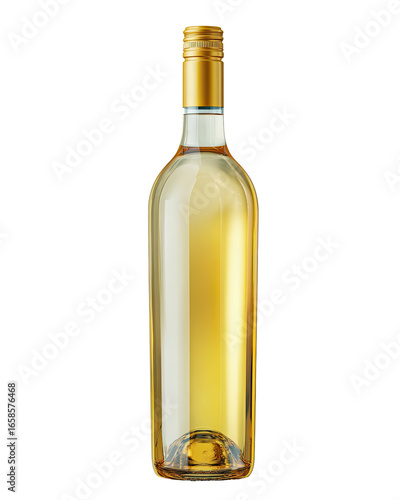 Gold-capped bottle of pale yellow wine