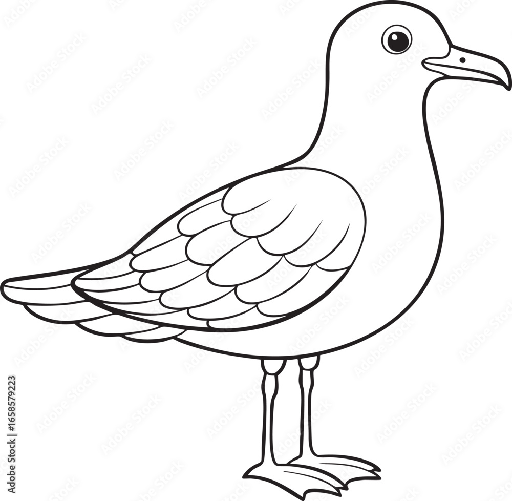 Obraz premium A cute seagull bird outline drawing ready for kids coloring book activities and fun art projects
