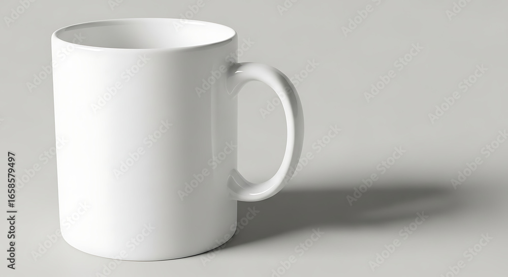 Fototapeta premium A simple white mug on a plain neutral background