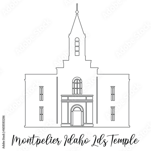 Montpelier Idaho LDS Temple Sketch, Pencil Drawing, Church drawing
