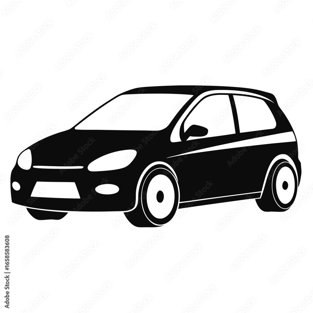 Naklejka premium Black car vector illustration isolated on white background