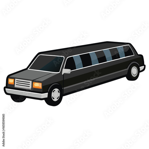 Black and white classic limousine car isolated on white background illustration