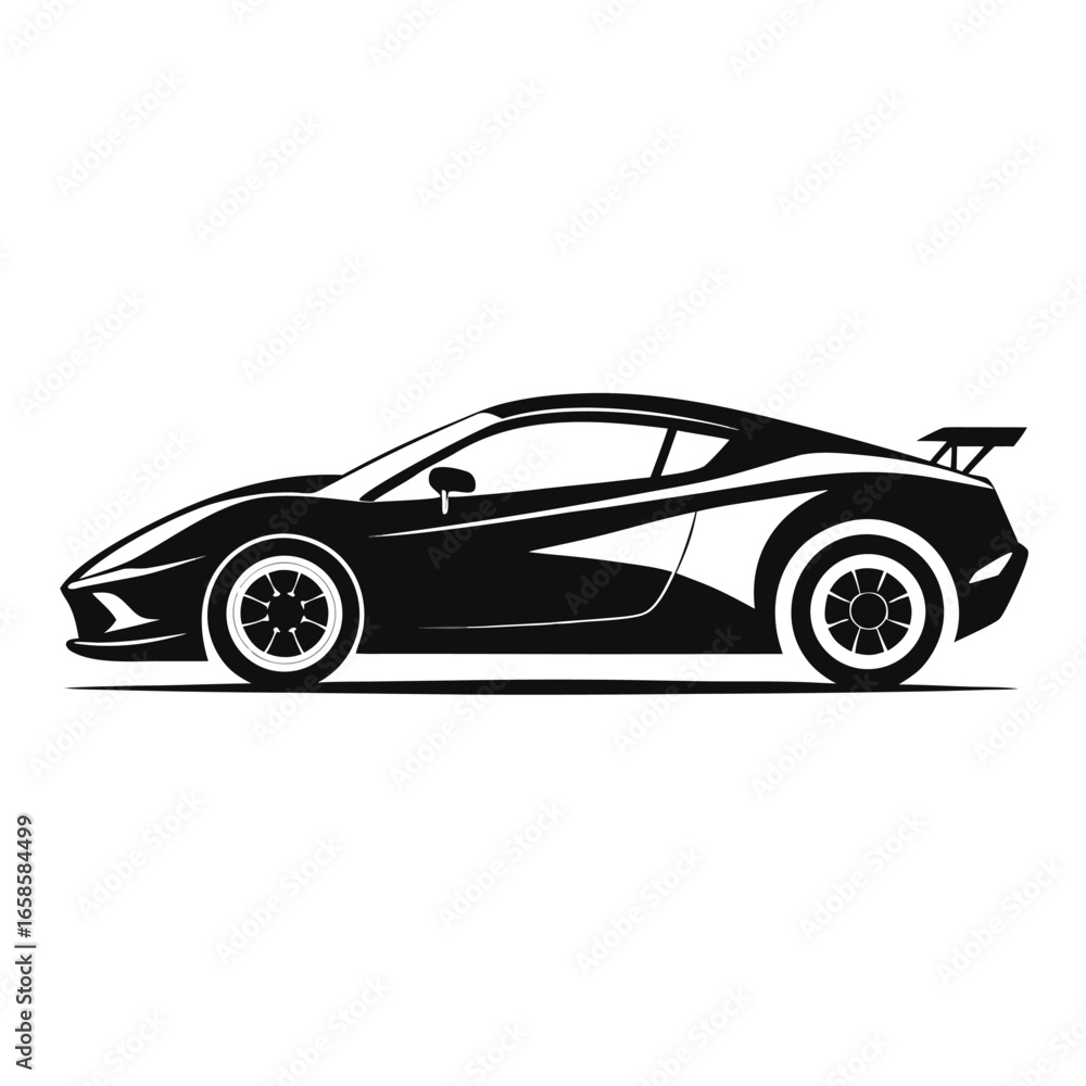 Fototapeta premium Black sports car vector illustration isolated on white background