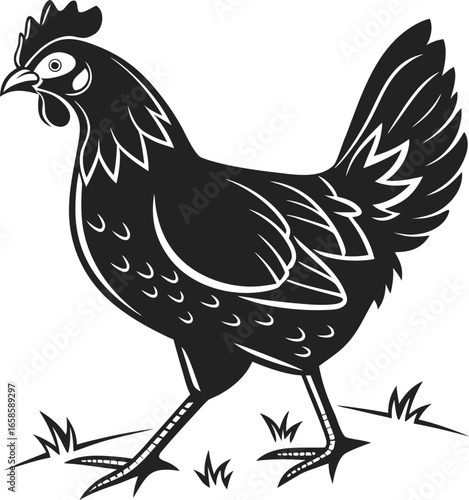 Chicken Icon Silhouette Vector Illustration Farm Animal Symbol for Poultry, Agriculture, Food Industry, and Logo Design