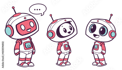 Friendly robot character design with artificial intelligence theme