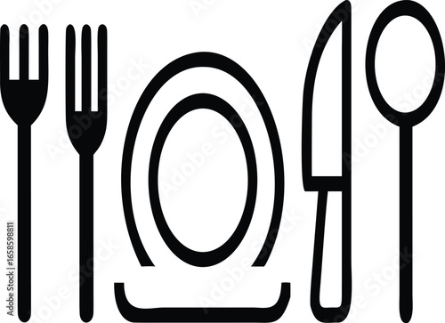 Restaurant dining set with chef hat and cloche illustration