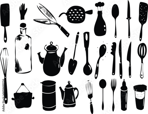 Collection of diverse kitchen utensils and cooking tools