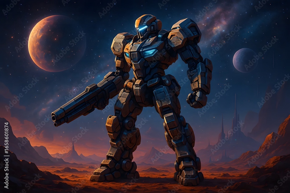 Fototapeta premium Sci-Fi Armored Mech Fighter