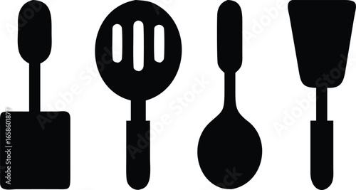 Collection of diverse kitchen utensils and cooking tools vector graphics