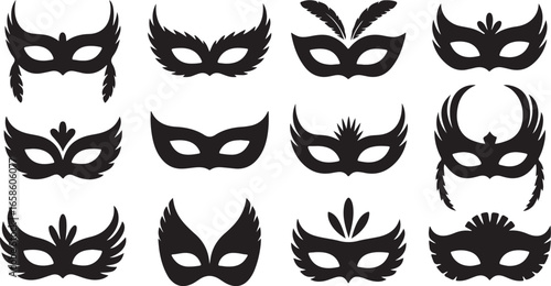 Carnival mask silhouettes