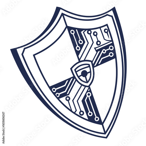 Illustration of a shield with circuit board pattern