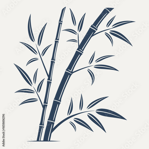 Illustration of bamboo stalks and leaves against a light background