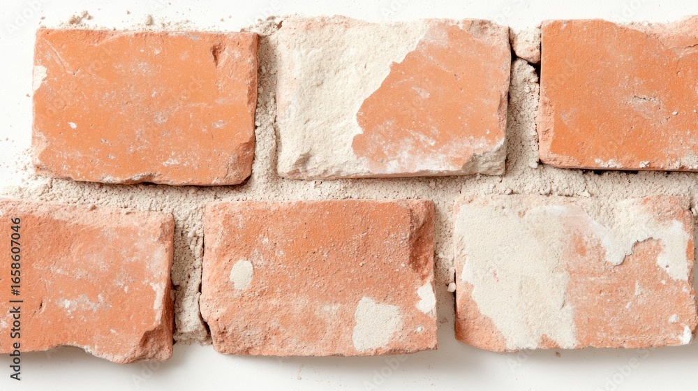Obraz premium Rustic Brick Texture: A close-up shot showcases the raw, aged beauty of a brick wall, each weathered brick tells a story of time and endurance.