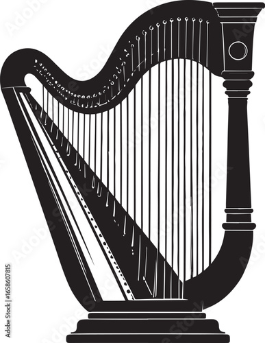  Vintage Lyre String Instrument Vector Illustration