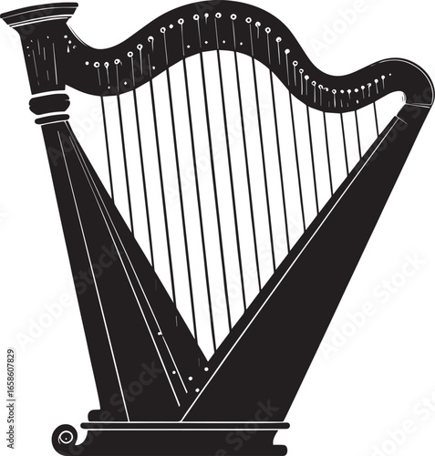  Vintage Lyre String Instrument Vector Illustration
