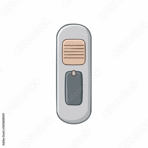 Cartoon style utility knife illustration. Retractable blade cutter tool icon for crafting.