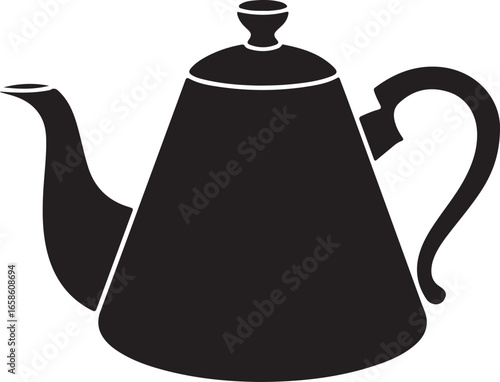 Coffee day vector art of black silhouette of a gooseneck kettle isolated