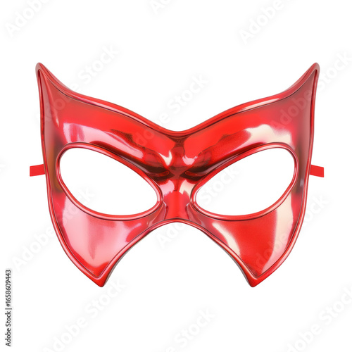 Red metallic superhero mask for costume, party, or masquerade ball