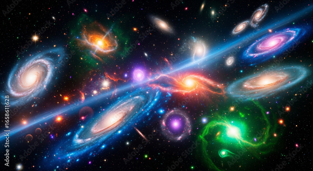 Fototapeta premium Voyage Through a Colorful Galactic Expanse