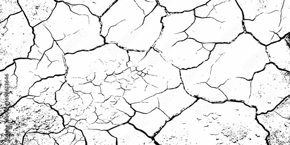modern black and white scratch and cracks grunge texture dust and distressed wall pattern white background..