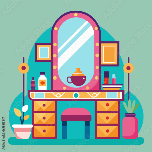 retro dressing table set in retro style