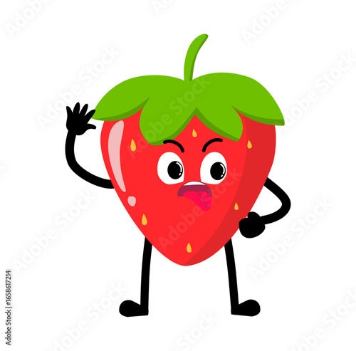 Cute Hand Drawn Naughty Strawberry Expression
