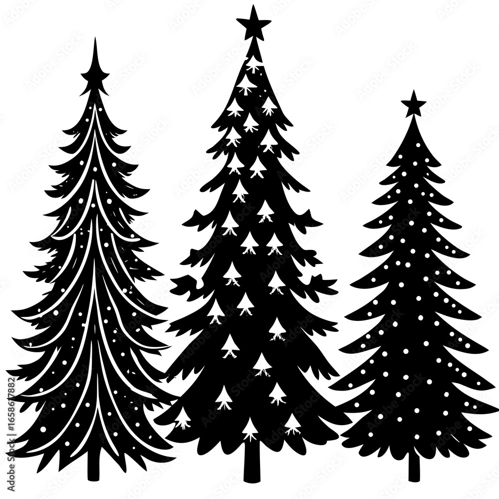 Obraz premium Set Of Silhouette Christmas Tree, Silhouette Christmas Tree Set, Silhouette Christmas Tree Vector, Silhouette Christmas Tree Vector, Christmas Tree Silhouette Vector