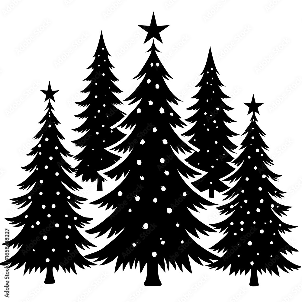 Obraz premium Set Of Silhouette Christmas Tree, Silhouette Christmas Tree Set, Silhouette Christmas Tree Vector, Silhouette Christmas Tree Vector, Christmas Tree Silhouette Vector 