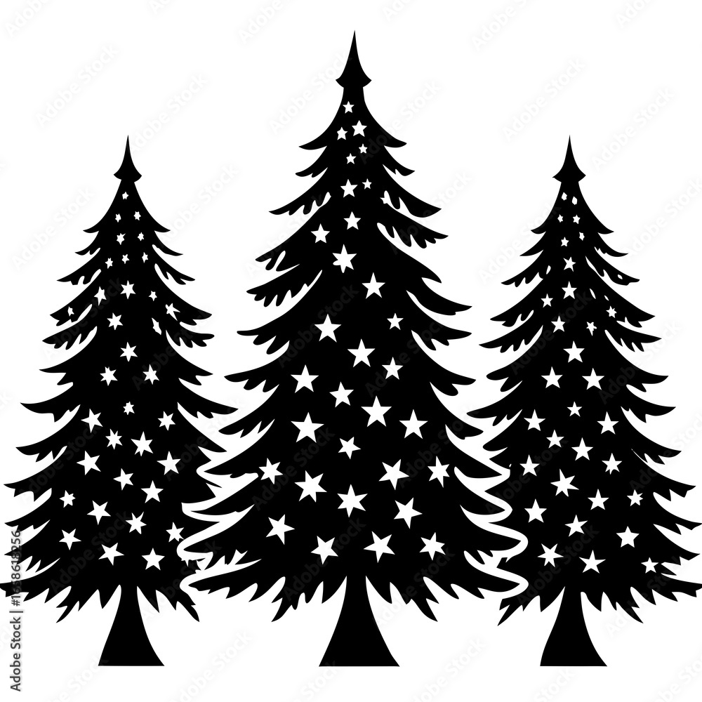 Obraz premium Set Of Silhouette Christmas Tree, Silhouette Christmas Tree Set, Silhouette Christmas Tree Vector, Silhouette Christmas Tree Vector, Christmas Tree Silhouette Vector 