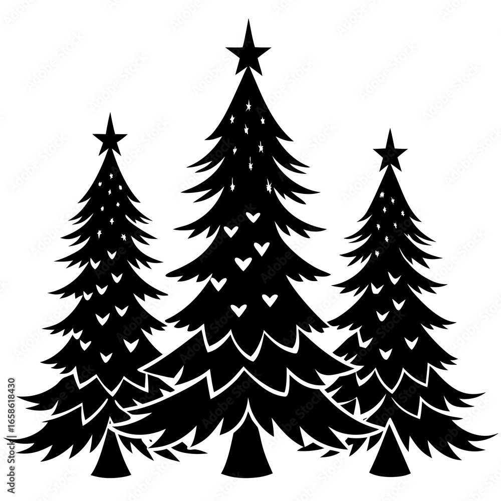 Obraz premium Set Of Silhouette Christmas Tree, Silhouette Christmas Tree Set, Silhouette Christmas Tree Vector, Silhouette Christmas Tree Vector, Christmas Tree Silhouette Vector 