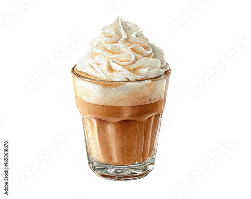 Creamy coffee drink in a glass