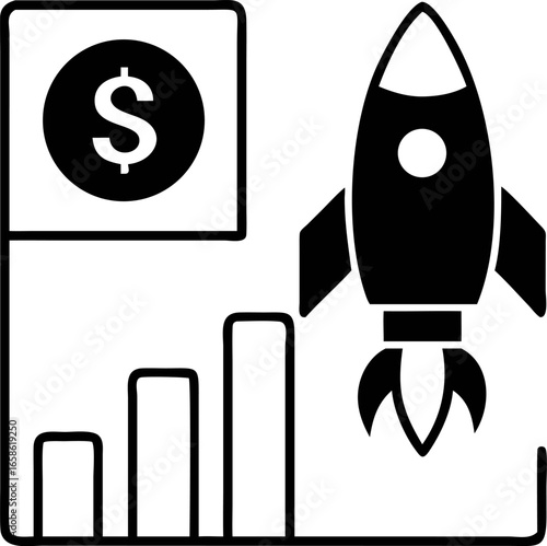 Achieving Financial Success A Visual Representation of Business Growth, Investment, and Launching a Successful Venture, Symbolized by a Rocket Taking Off, Financial Goals and Objectives.