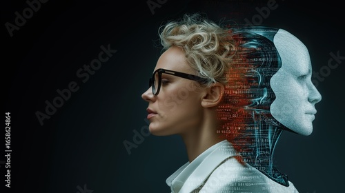A futuristic humanoid AI agent robot and a human working as a team using agentic AGI technology and ASI superintelligence for autonomy during the future singularity