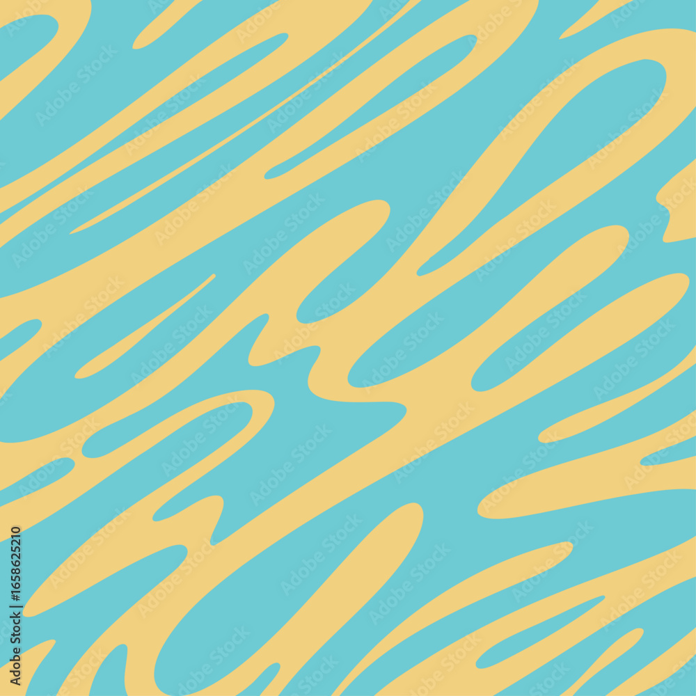 Psychedelic Abstract Background with Fluid Lines. Vintage Vector Illustration in Retro 60s Style. Bright Pastel Colors