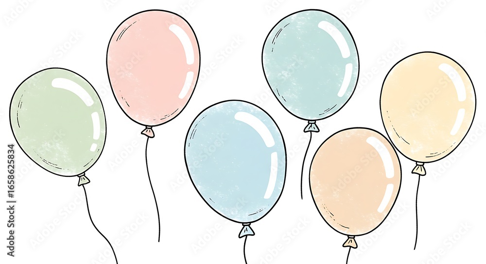 Foto Pastel Balloons Illustration, Celebration Party Design