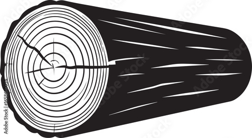 Fototapeta Naklejka Na Ścianę i Meble -   Black Round Timber Log Vector Illustration