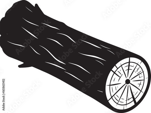 Fototapeta Naklejka Na Ścianę i Meble -   Black Round Timber Log Vector Illustration