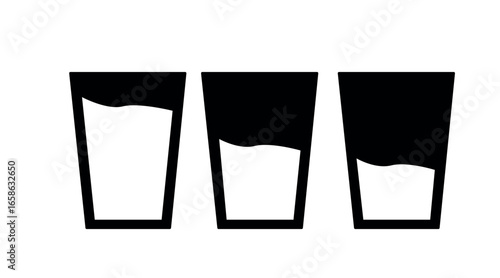 Vector Water Glasses Set. Vector flat editable illustration set off glasses of water