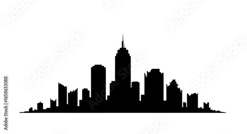 City Skyline Silhouette A Striking Black and White Illustration of Urban Architecture Perfect for Modern Design Projects silhouette