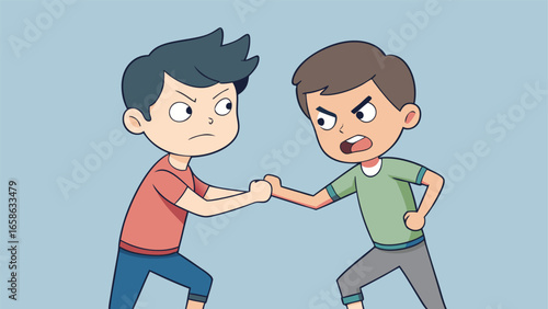 Kids having a fun arm wrestling match