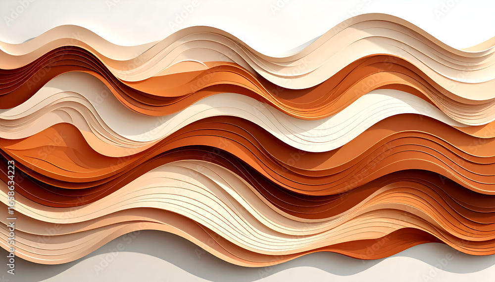 Obraz premium Abstract Orange Brown Beige Waves Pattern Background