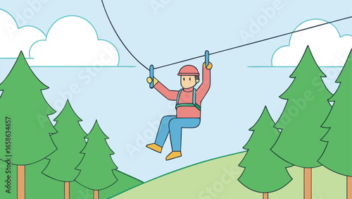 Enjoying a thrilling zip line adventure in nature