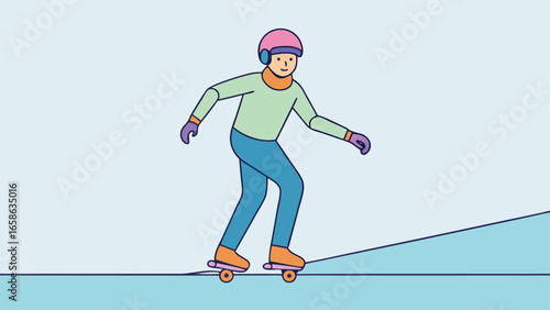 Skater enjoying a smooth ride on a sloped surface