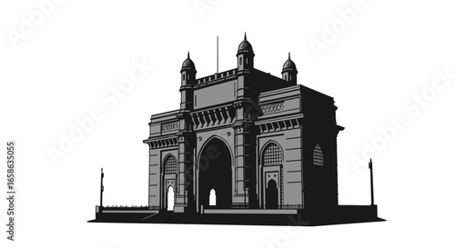 Gateway of India Mumbai Landmark Silhouette a distinctive graphic representation of the iconic structure in a stylized silhouette style