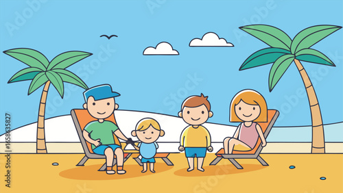 Family enjoying a sunny beach day together