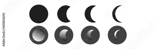 Moon and Crescent Icon Set Vector Design eps 10
