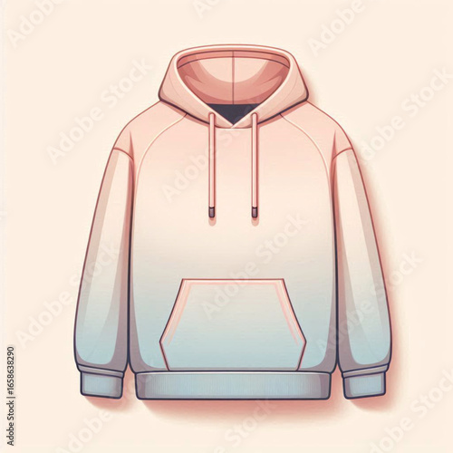 A minimalist illustration of a pastel hoodie on a soft background, showcasing its design and style