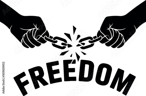 Breaking Chains for Freedom Emancipation and Independence with Powerful Hands Overcoming Oppression and Symbolizing Justice